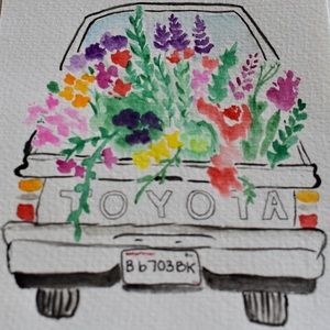 Toyota watercolor painting